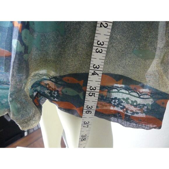 Vtg 1960s Albert Nipon Silk Fish Dress Lattimore Collab Button Front Sz 6 - Picture 13 of 13